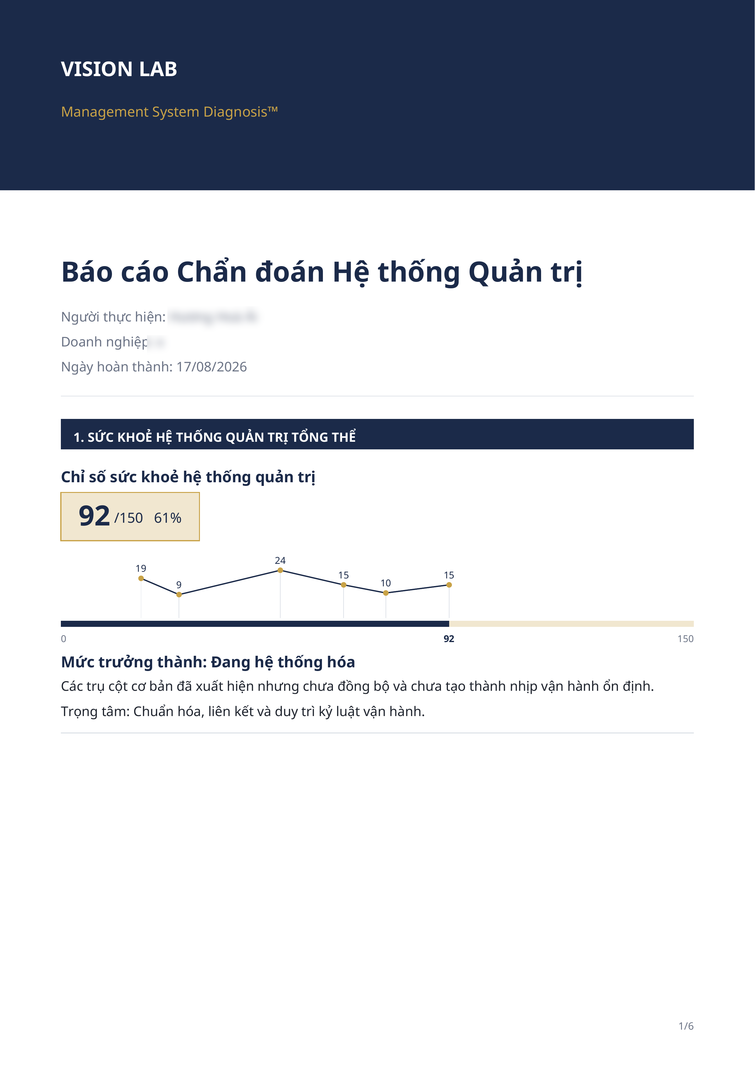 Báo cáo mẫu trang 1 — Chỉ số sức khoẻ hệ thống quản trị